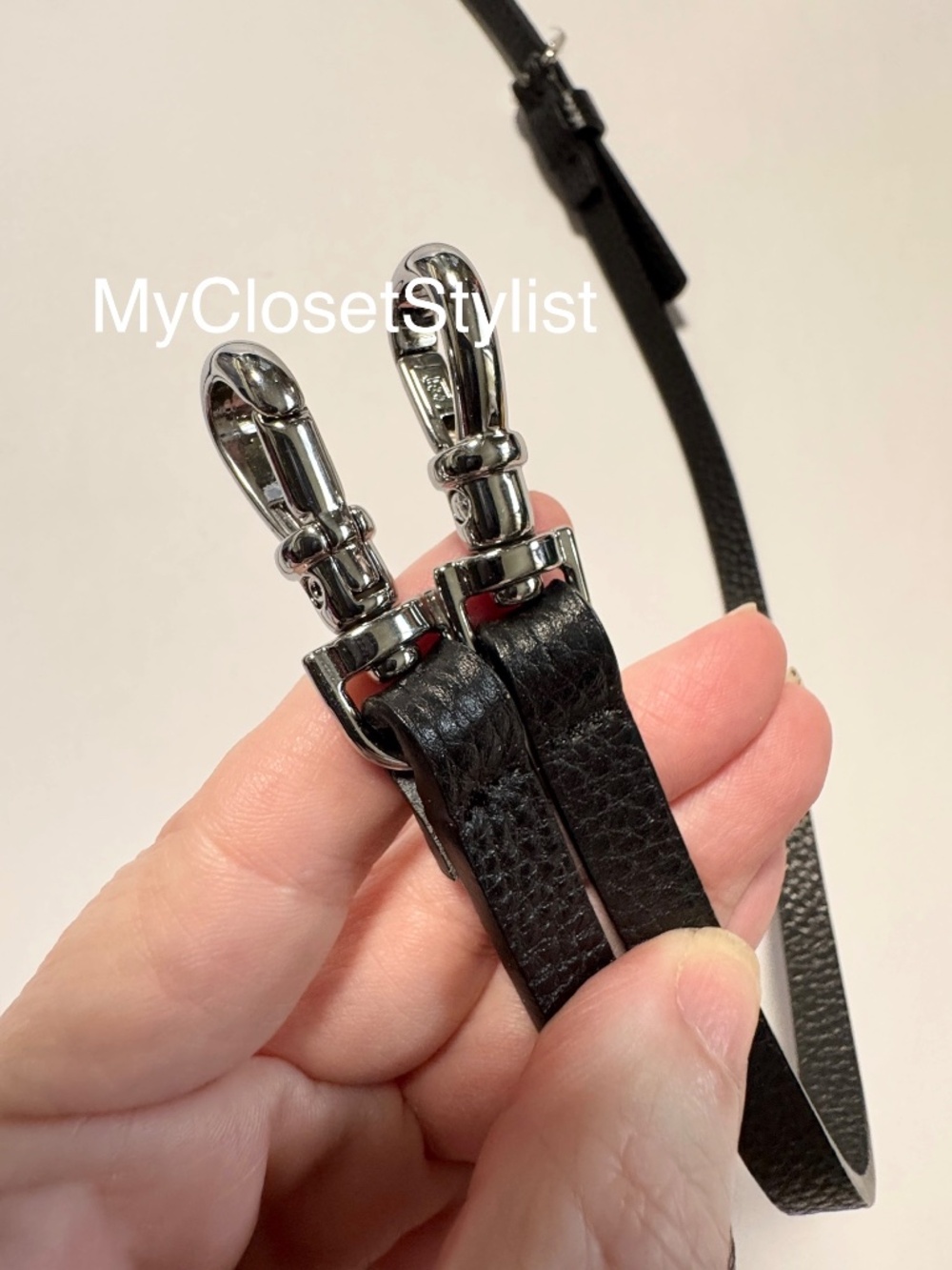 NEW! Bandolier SILVER H/W Black Leather Adjustable Crossbody emma Strap! NIB